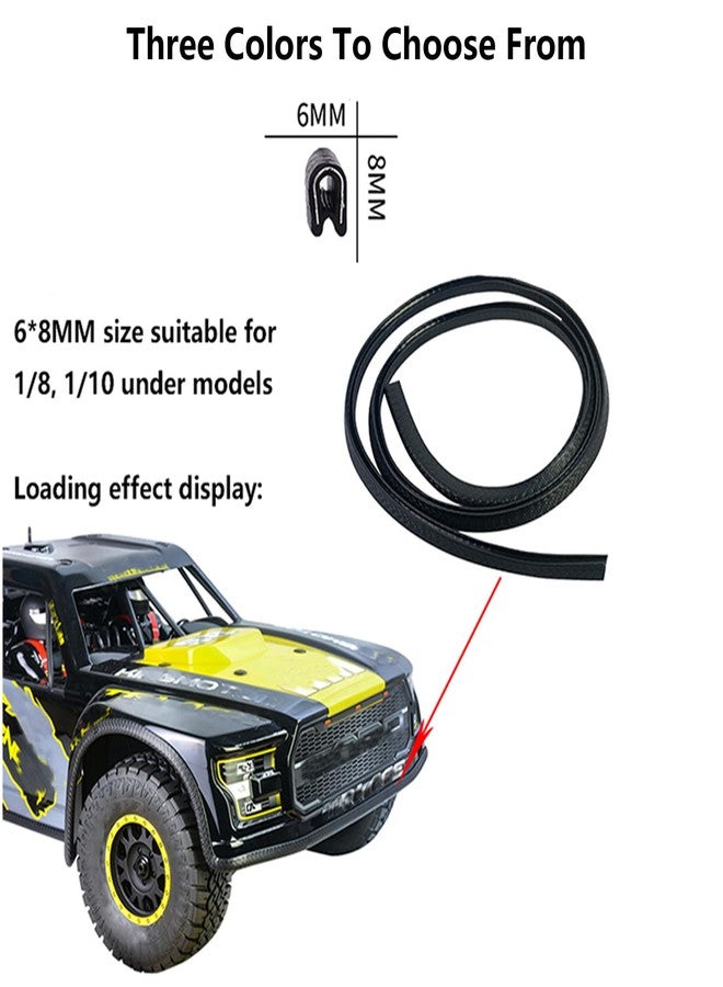 FLMLF Rc Car Body Shell Edge Protection Strip for 1/8 1/10 Tarxxas TRX-4 D90 Crawler Car Axial SCX10 CC01 RC4WD (Black 1M 6X8MM) - Image 2